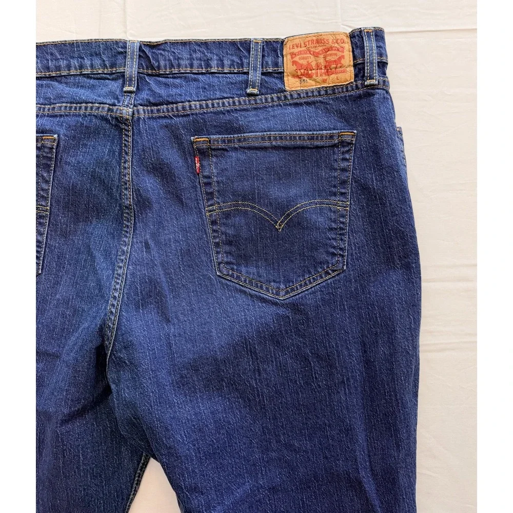 Levis‎ Jeans Mens 44x30 Blue Medium Wash Relaxed Straight Leg Distressed Denim